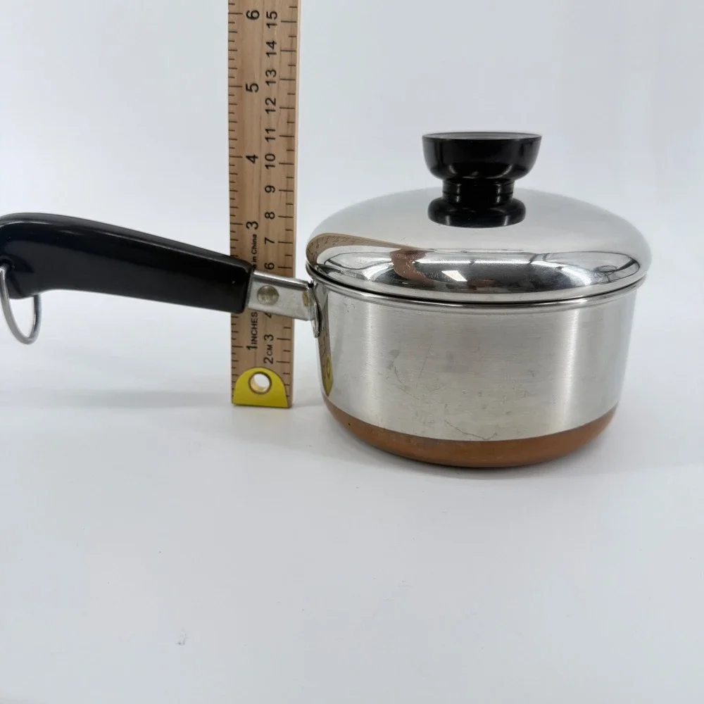 Revere Ware Saucepan Copper Bottom Stainless Steel Silver 3/4 Qt 1983 Vintage